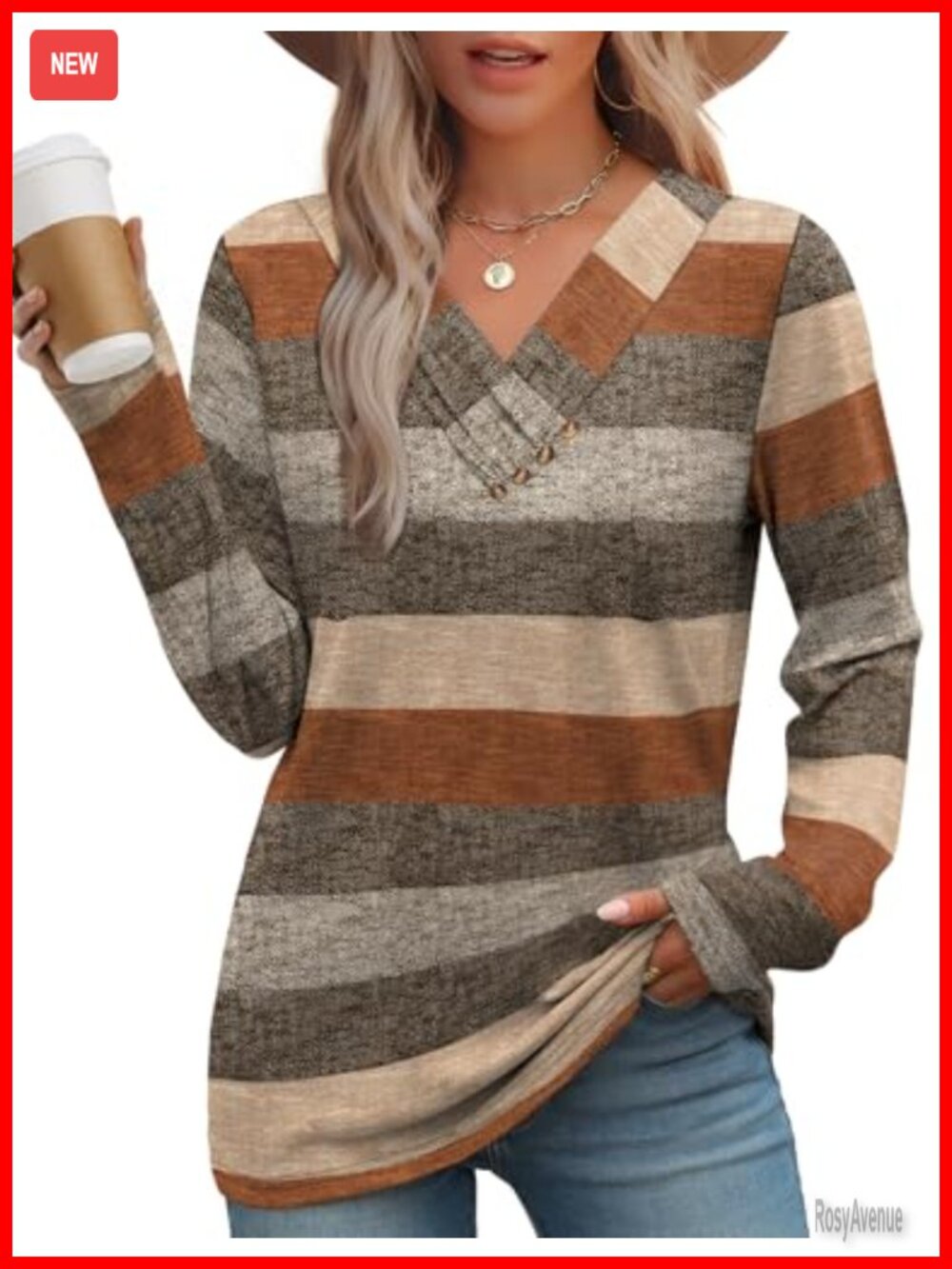 Womens Long Sleeve V Neck Tunic Top Button Down Fall Shirt